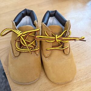 Timberland Tan Baby Shoes with Yellow and Brown Laces